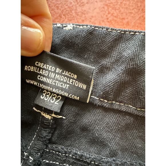 Liquid Lagoon Black Denim Skater Work Pants 33x32 Utility Cargo Style - Picture 2 of 8